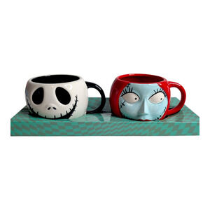 Disney Nightmare Before Christmas Jack Skellington Sally Ceramic‎ Mug Set New